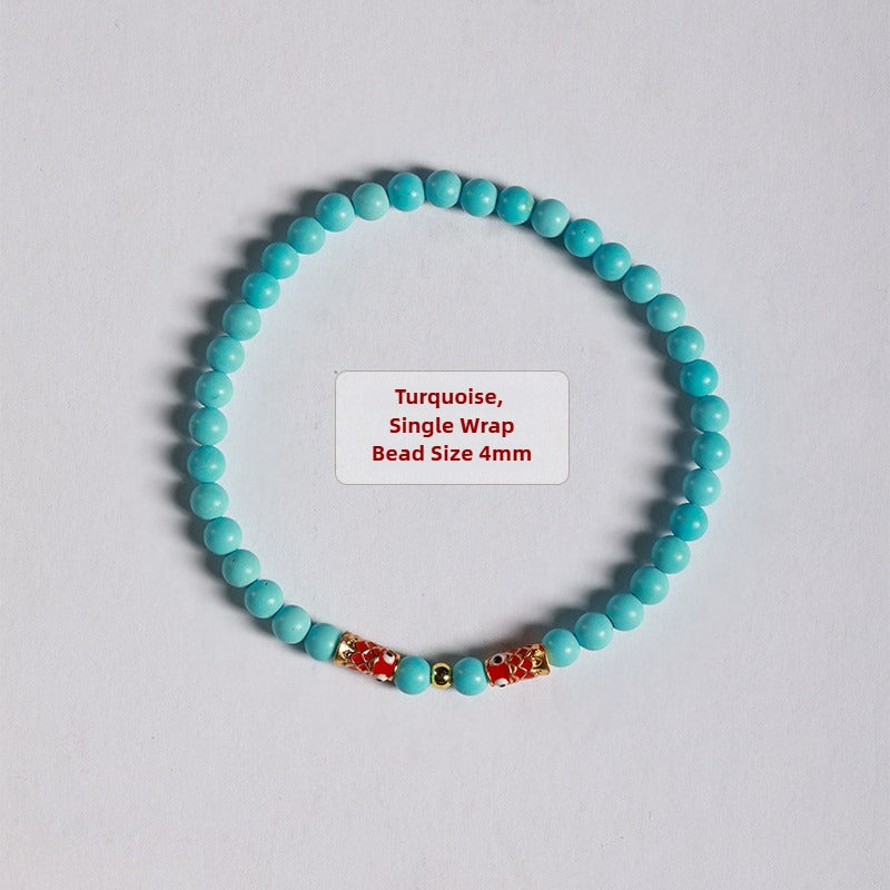Zen Healing Cinnabar Turquoise Koi Good Fortune Bracelet