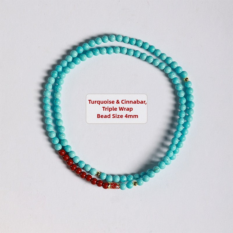Zen Healing Cinnabar Turquoise Koi Good Fortune Bracelet