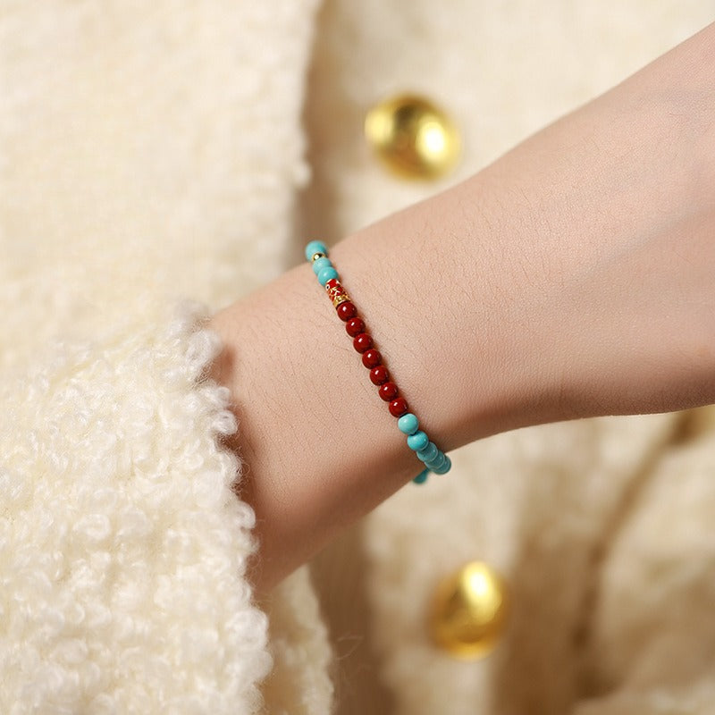 Zen Healing Cinnabar Turquoise Koi Good Fortune Bracelet