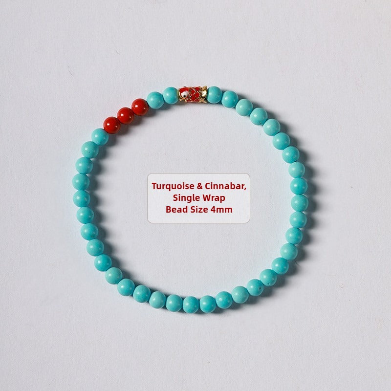 Zen Healing Cinnabar Turquoise Koi Good Fortune Bracelet