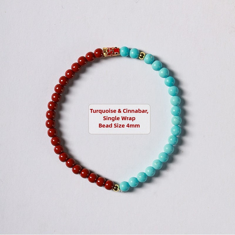 Zen Healing Cinnabar Turquoise Koi Good Fortune Bracelet