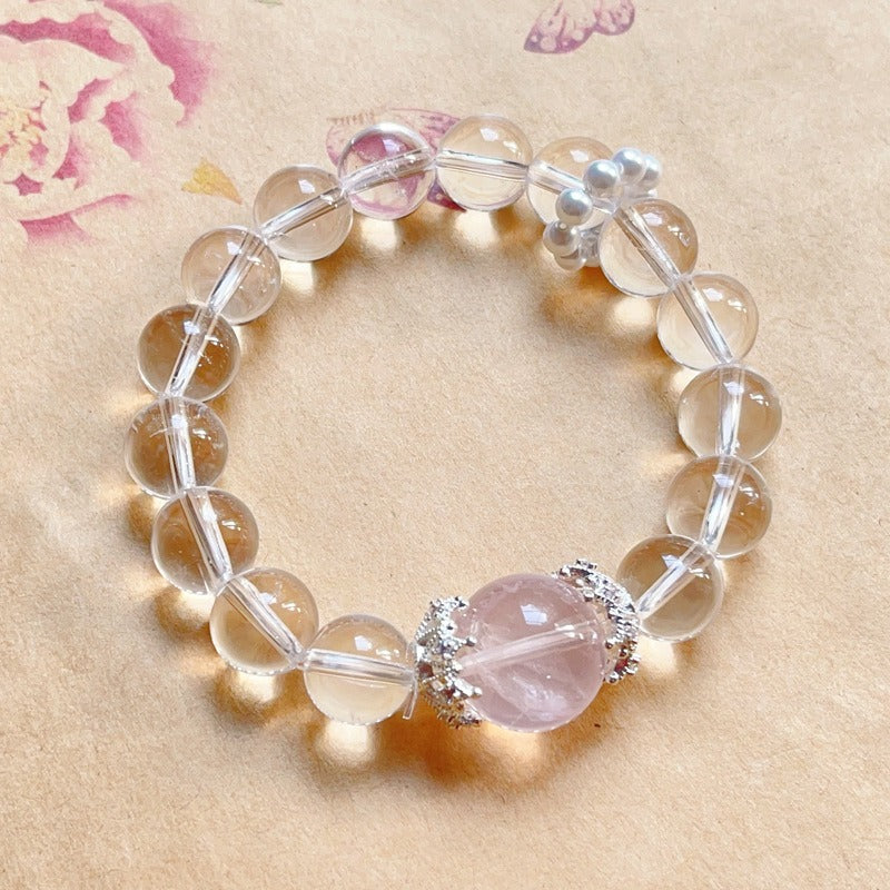 Zen Healing Clear Quartz Rose Crystal Healing Love Bracelet