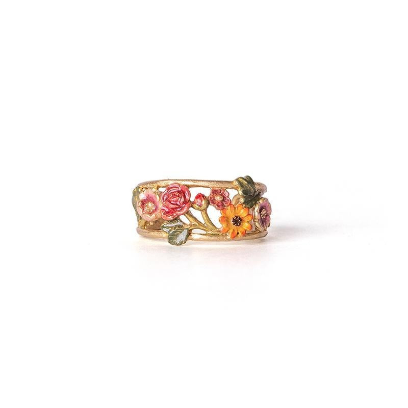Zen Healing Easter Flower Floral Copper Brass Prosperity Adjustable Ring