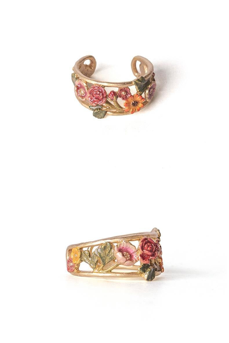 Zen Healing Easter Flower Floral Copper Brass Prosperity Adjustable Ring