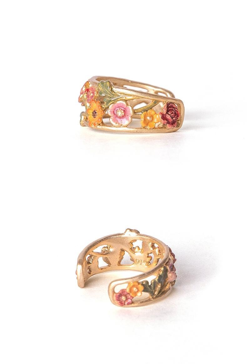 Zen Healing Easter Flower Floral Copper Brass Prosperity Adjustable Ring