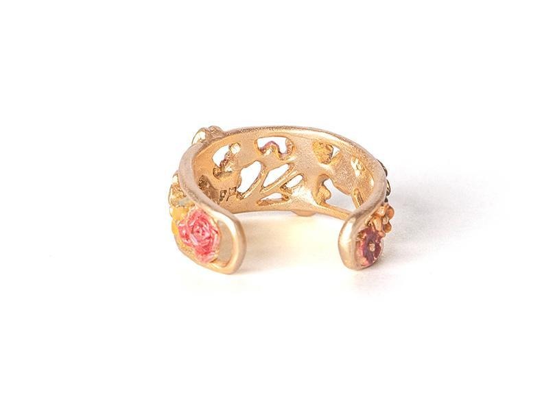 Zen Healing Easter Flower Floral Copper Brass Prosperity Adjustable Ring