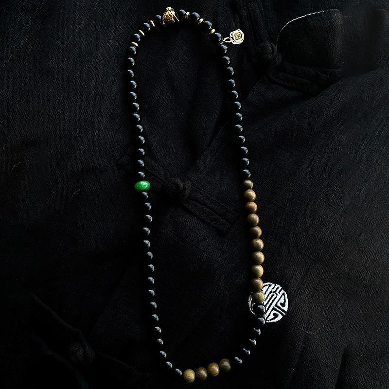 Zen Healing Ebony Wood Green Sandalwood Healing Triple Wrap Bracelet