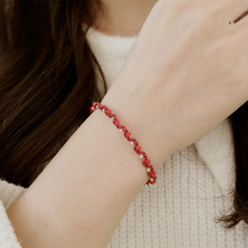 Zen Healing Floral Lucky Red String Braided Bracelet