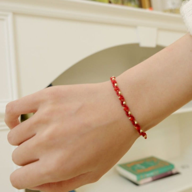 Zen Healing Floral Lucky Red String Braided Bracelet