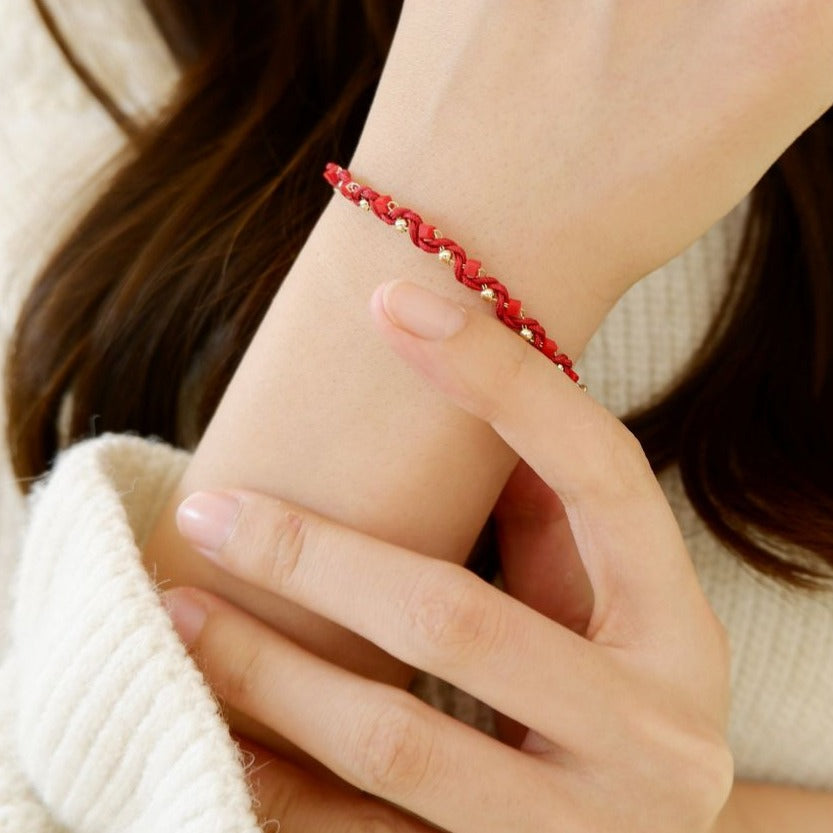 Zen Healing Floral Lucky Red String Braided Bracelet