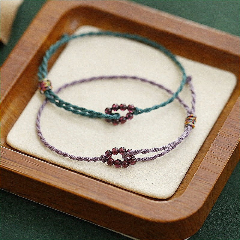 Zen Healing Garnet Good Luck Colorful Braided Bracelet