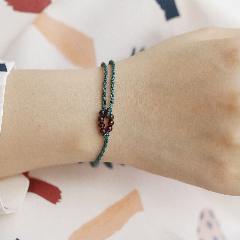 Zen Healing Garnet Good Luck Colorful Braided Bracelet