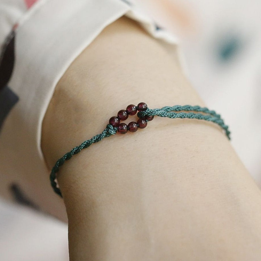 Zen Healing Garnet Good Luck Colorful Braided Bracelet