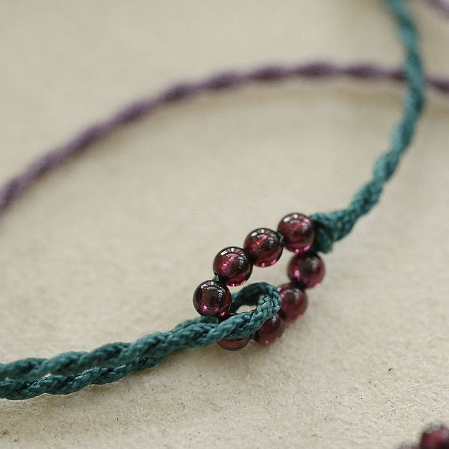 Zen Healing Garnet Good Luck Colorful Braided Bracelet