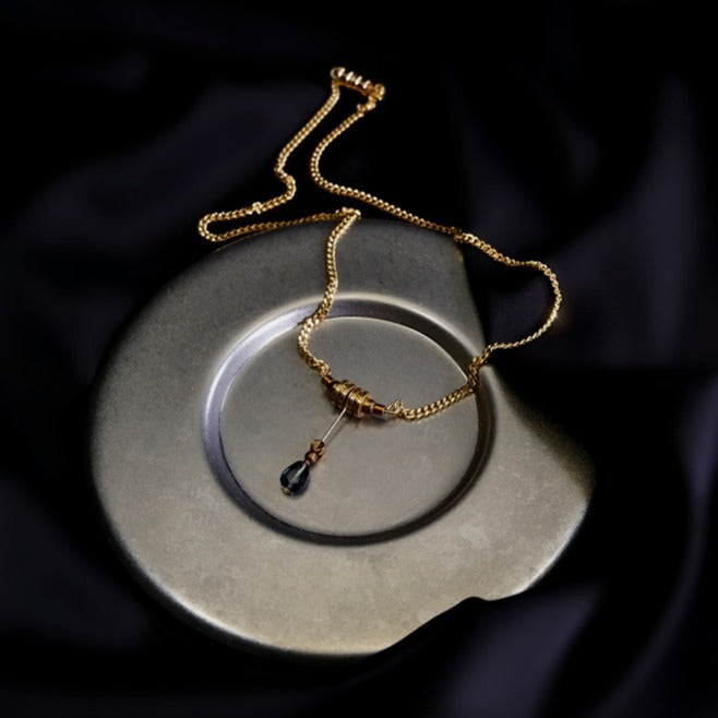 Zen Healing Gold plated Copper Brass Glass Beads Luck Necklace Pendant