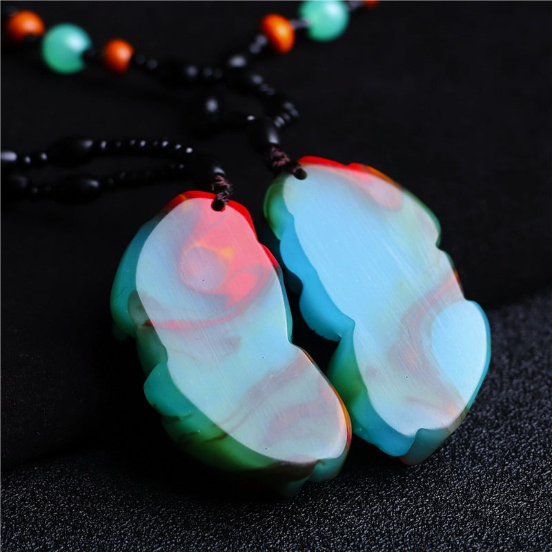 Zen Healing Hetian Jade Feng Shui Colorful Pi Xiu Wealth Pendant Necklace