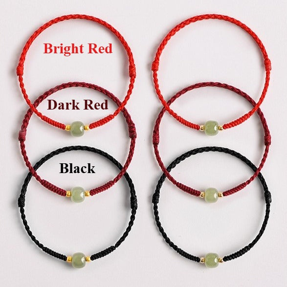 Zen Healing Hetian Jade Year of The Snake Lucky Bead Red String Prosperity Bracelet