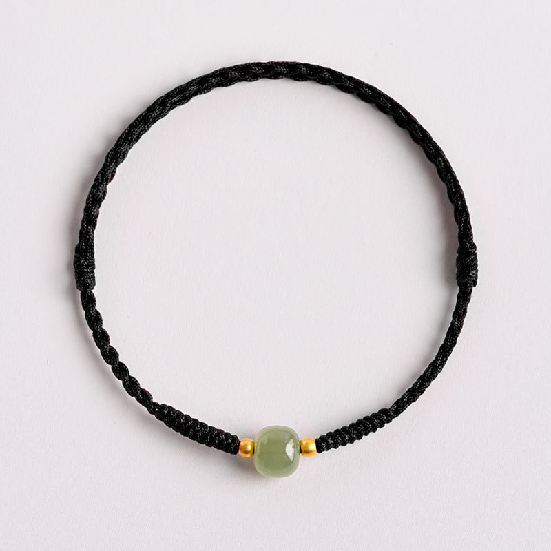 Zen Healing Hetian Jade Year of The Snake Lucky Bead Red String Prosperity Bracelet