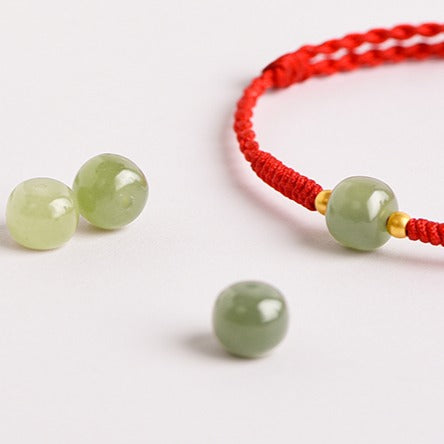 Zen Healing Hetian Jade Year of The Snake Lucky Bead Red String Prosperity Bracelet