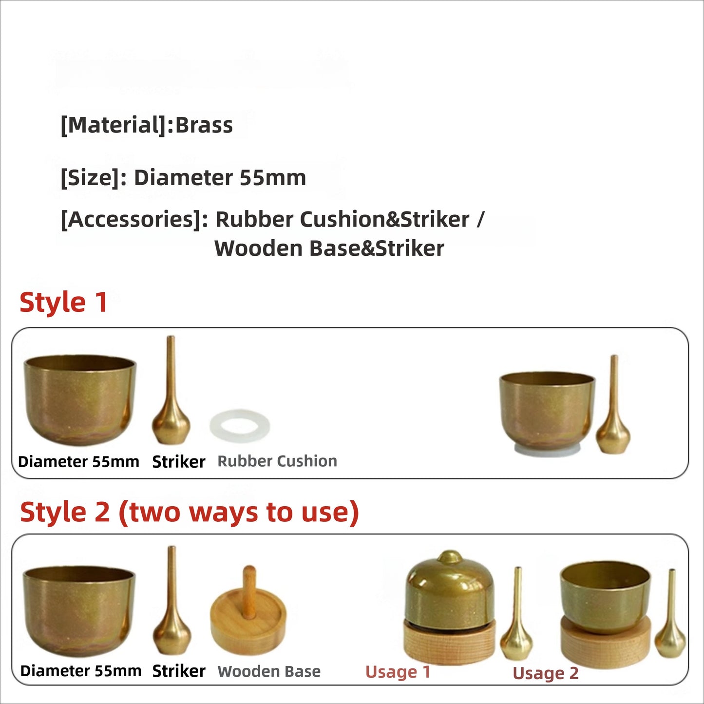 Zen Healing Mini Brass Singing Bowl with Incense Holder & Striker Meditation Yoga Set