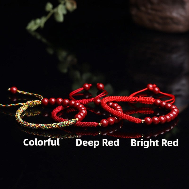 Zen Healing Natural Cinnabar Handmade Blessing Red String Bracelet