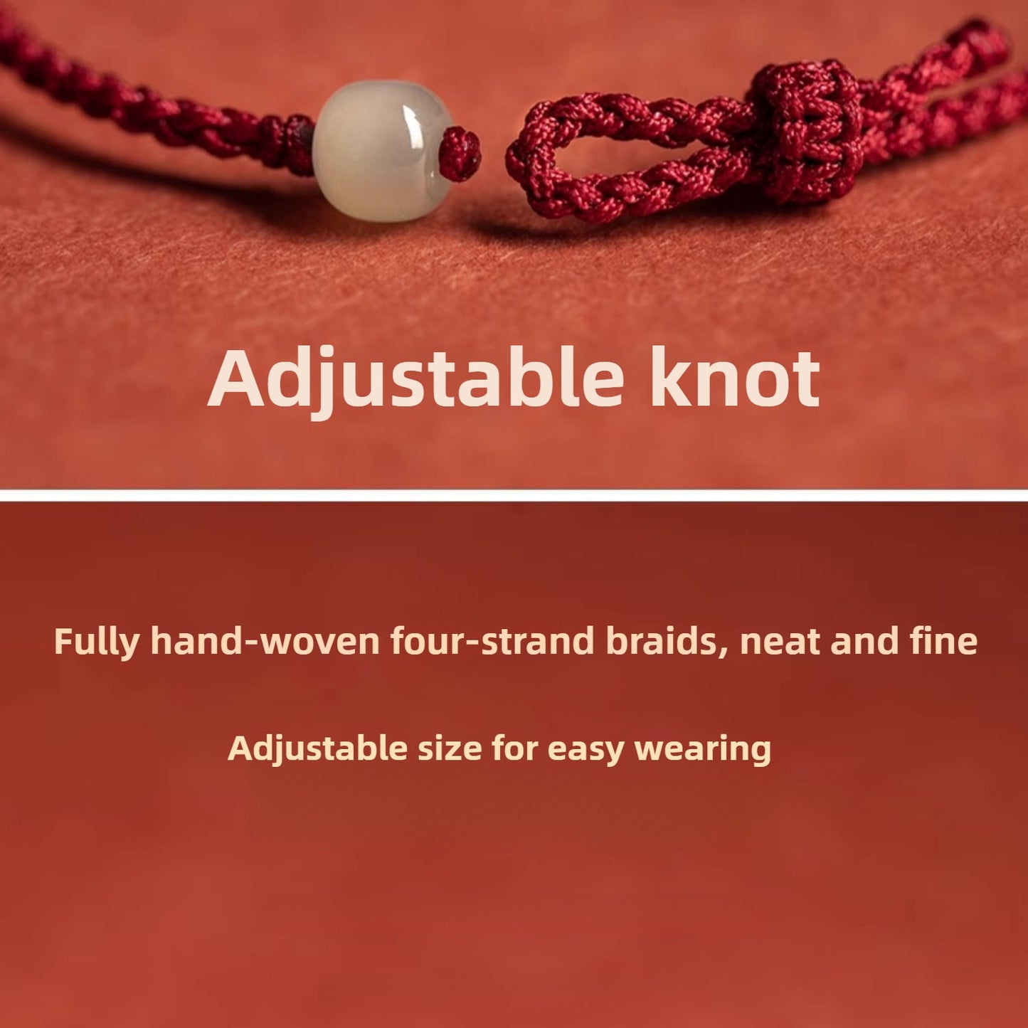 Zen Healing Natural Hetian Jade Peace Buckle Protection Luck Braided String Bracelet Anklet