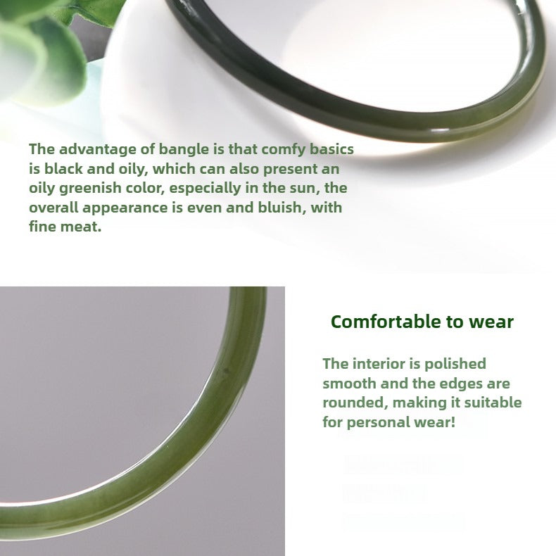 Zen Healing Natural Hetian Jade Protection Healing Chime Bangle Bracelet