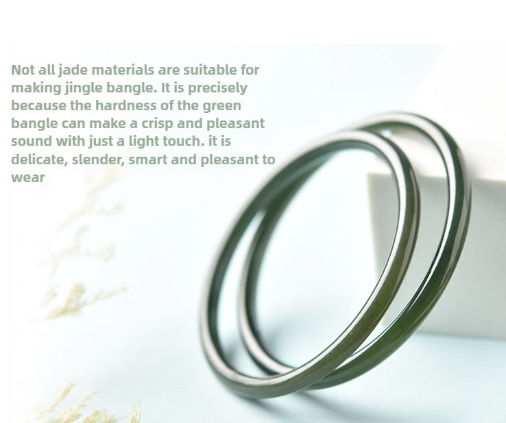 Zen Healing Natural Hetian Jade Protection Healing Chime Bangle Bracelet