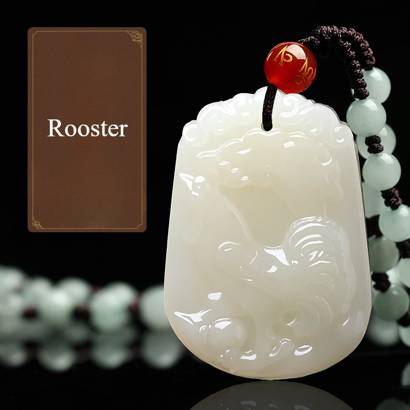 Zen Healing Natural Jade Chinese Zodiac Luck Prosperity Necklace Pendant