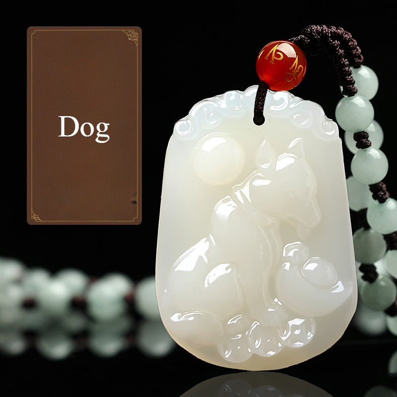 Zen Healing Natural Jade Chinese Zodiac Luck Prosperity Necklace Pendant