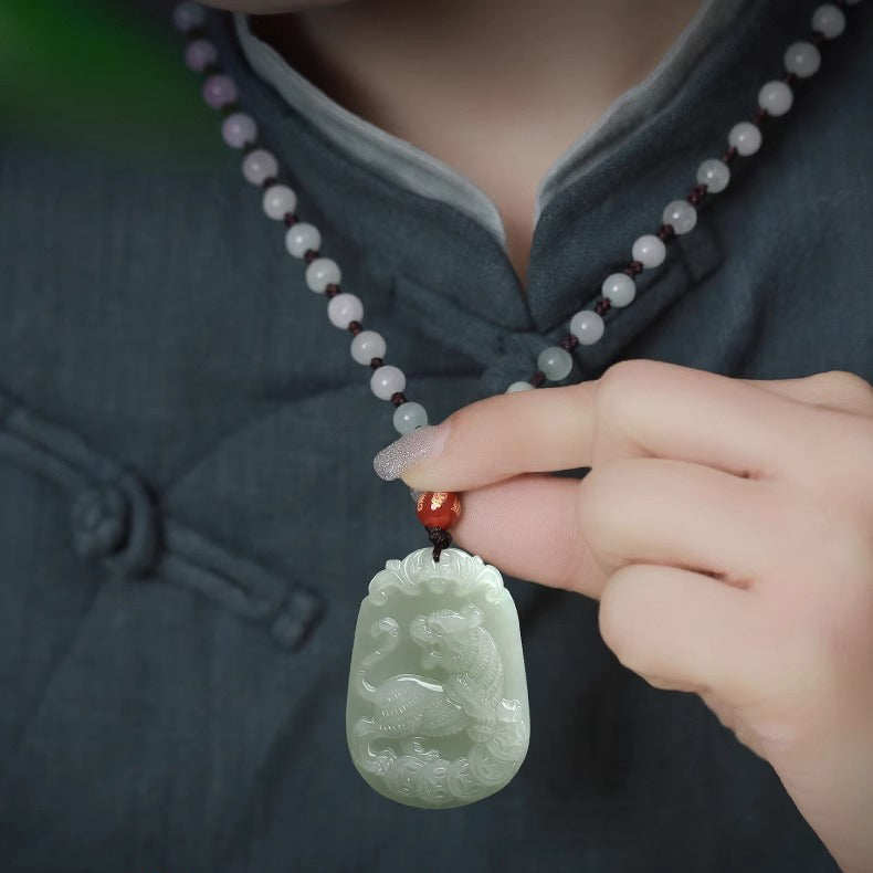 Zen Healing Natural Jade Chinese Zodiac Luck Prosperity Necklace Pendant