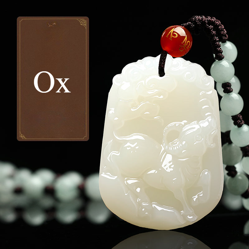Zen Healing Natural Jade Chinese Zodiac Luck Prosperity Necklace Pendant