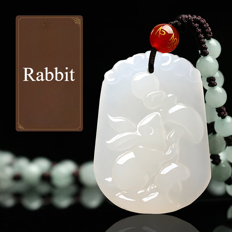 Zen Healing Natural Jade Chinese Zodiac Luck Prosperity Necklace Pendant