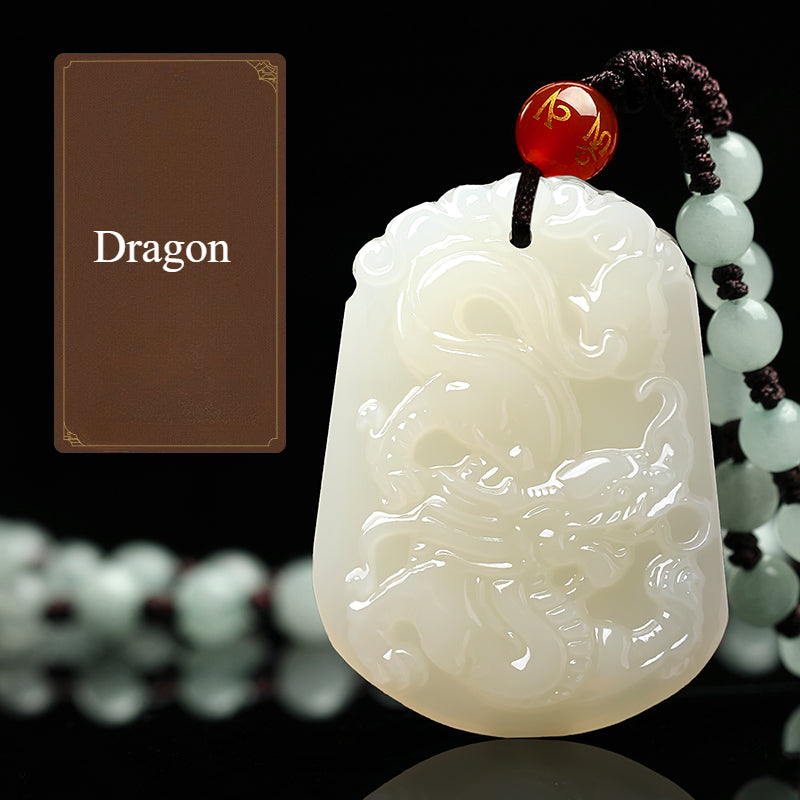 Zen Healing Natural Jade Chinese Zodiac Luck Prosperity Necklace Pendant