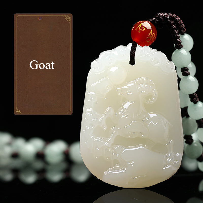 Zen Healing Natural Jade Chinese Zodiac Luck Prosperity Necklace Pendant