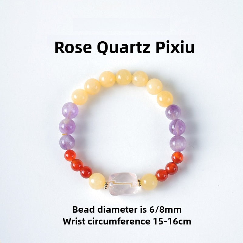 Zen Healing Natural Yellow Jade Agate Pixiu Wealth Bracelet