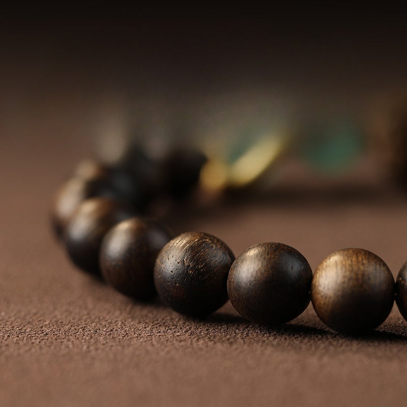 Zen Healing Tibetan Nha Trang Agarwood Ocean Grass Agate Green Tara Zhakiram Peace Harmony Bracelet