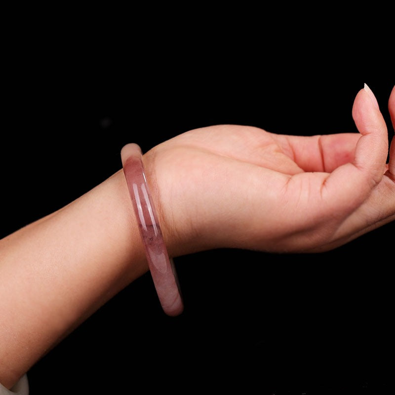 Zen Healing Purple Golden Silk Jade Wealth Chime Bangle Bracelet