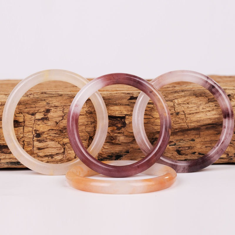 Zen Healing Purple Golden Silk Jade Wealth Chime Bangle Bracelet