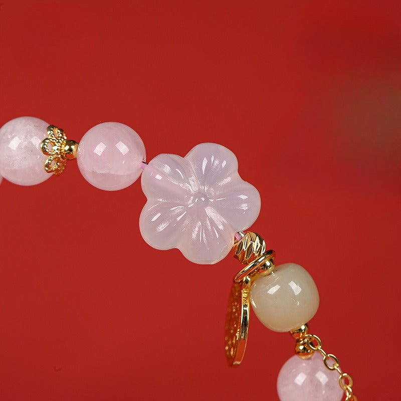 Zen Healing Rose Quartz Peach Blossom Good Luck Bracelet