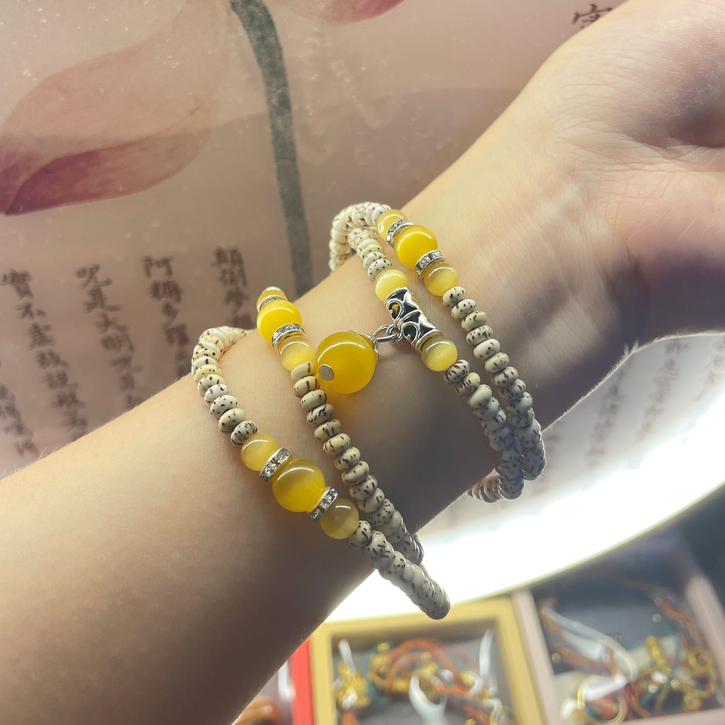 Zen Healing Star Moon Bodhi Cat's Eye Multi-layered Wrap Protection Bracelet