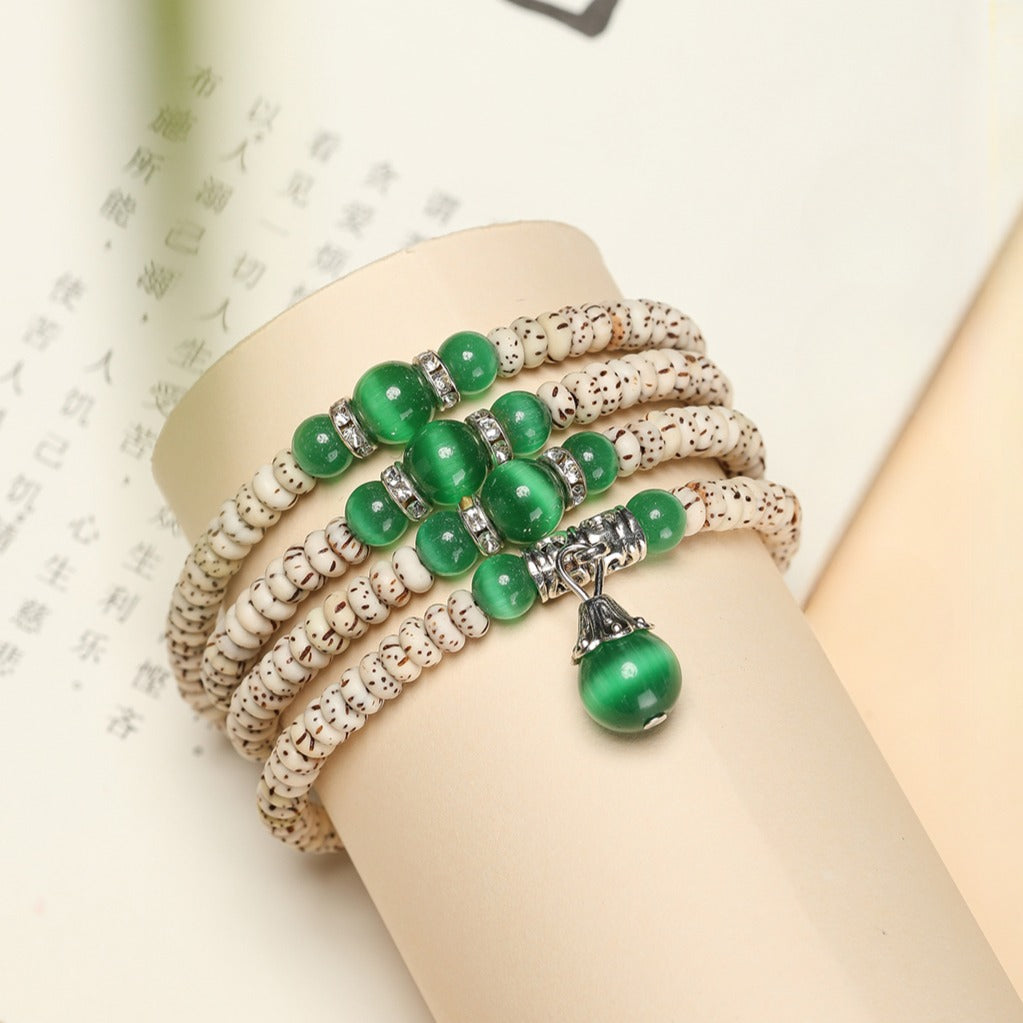 Zen Healing Star Moon Bodhi Cat's Eye Multi-layered Wrap Protection Bracelet