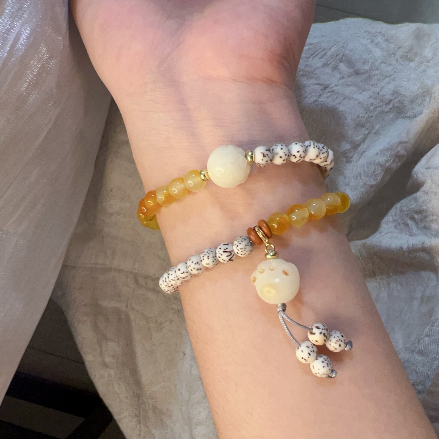 Zen Healing Star Moon Bodhi Luck Wealth Double Wrap Bracelet