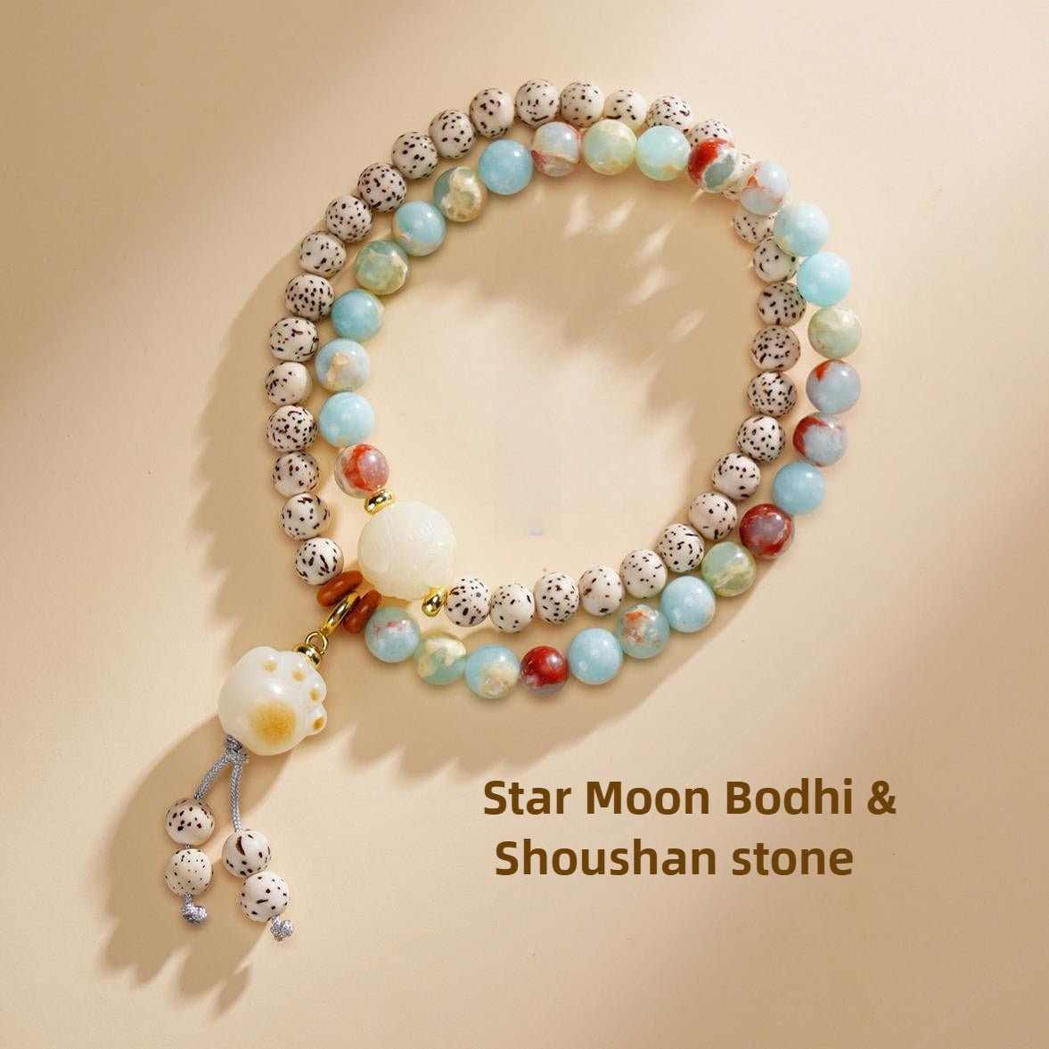 Zen Healing Star Moon Bodhi Luck Wealth Double Wrap Bracelet