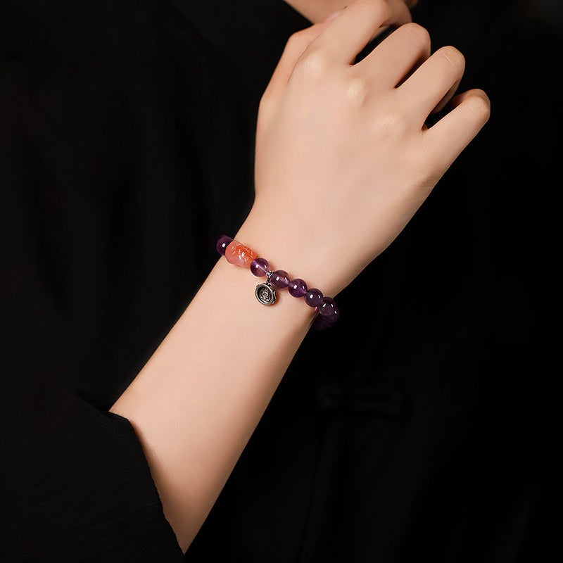 Zen Healing Tibet Amethyst Yanyuan Agate Pi Xiu Lucky Bead Calm Bracelet