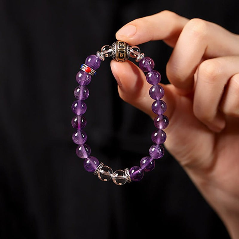 Zen Healing Tibet Amethyst Yanyuan Agate Pi Xiu Lucky Bead Calm Bracelet