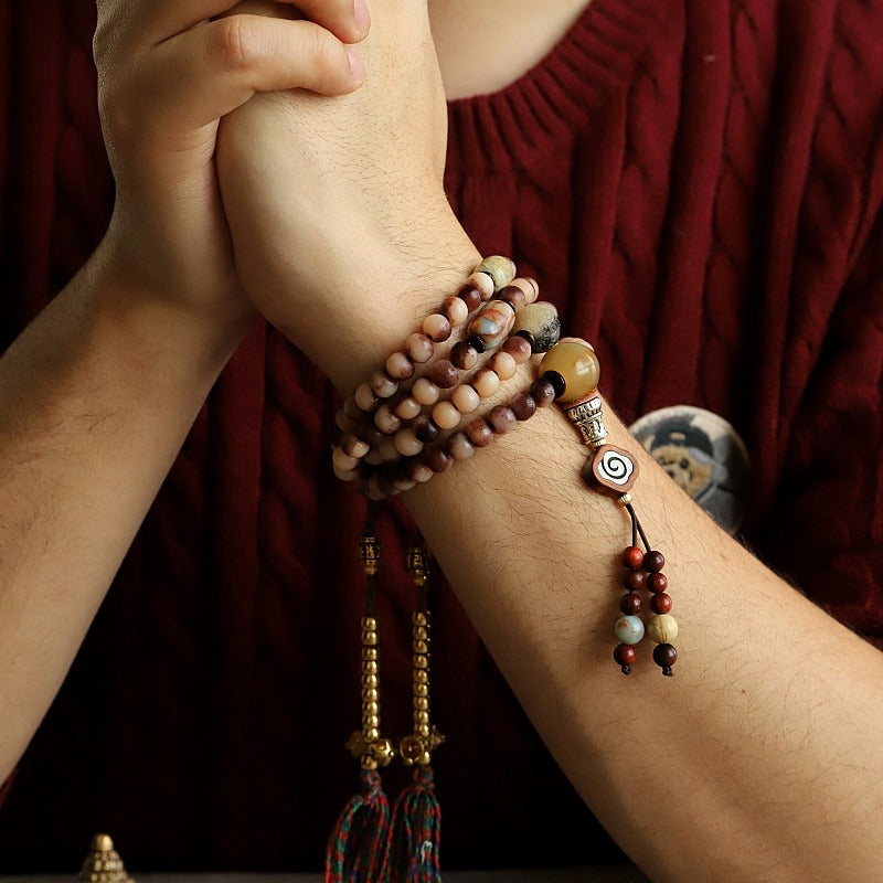 Zen Healing Tibetan 108 Camel Bone Mala Beads Protection Bracelet