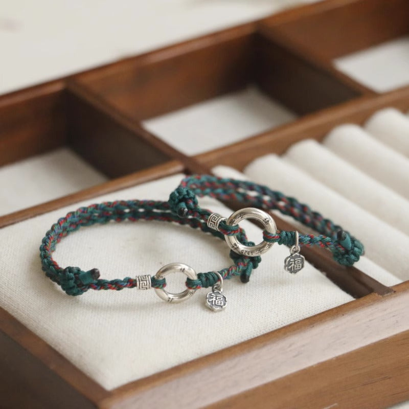 Zen Healing Tibetan 925 Silver Peace Buckle Lucky Braided Bracelet