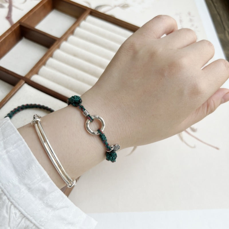 Zen Healing Tibetan 925 Silver Peace Buckle Lucky Braided Bracelet