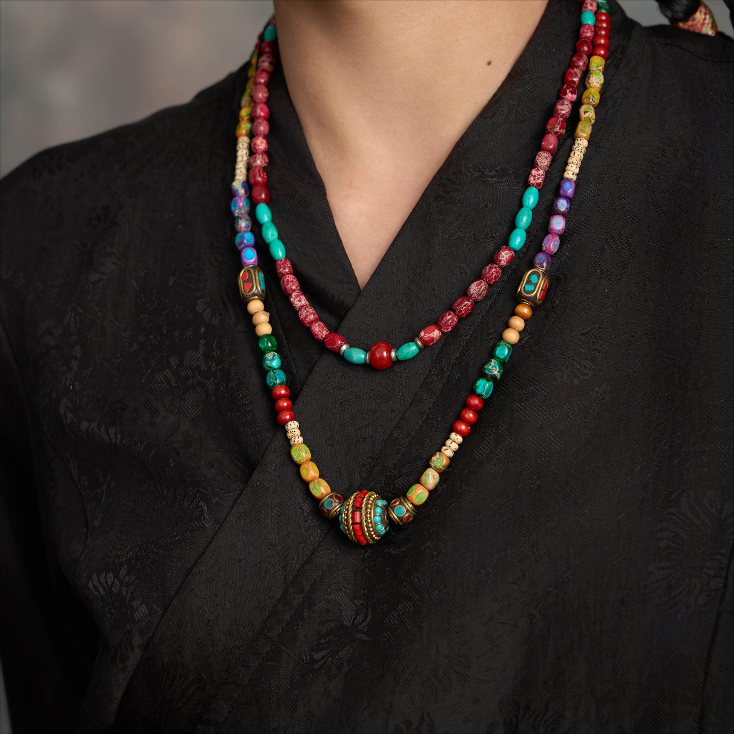 Zen Healing Tibetan Colored Turquoise Bodhi Healing Necklace